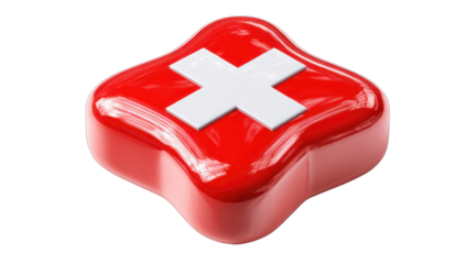 3D rendered red button with a white cross (1)