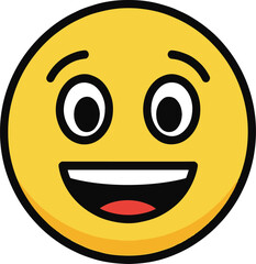 A cheerful pixel art smiley face beams with a wide, open mouth and large, expressive eyes. 