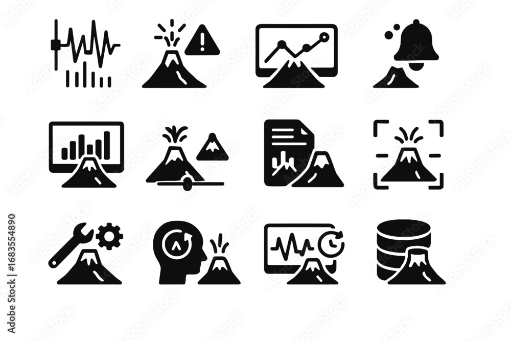 Aufkleber data notification icons alert icon signal setting volcanic threshold storage vector generation