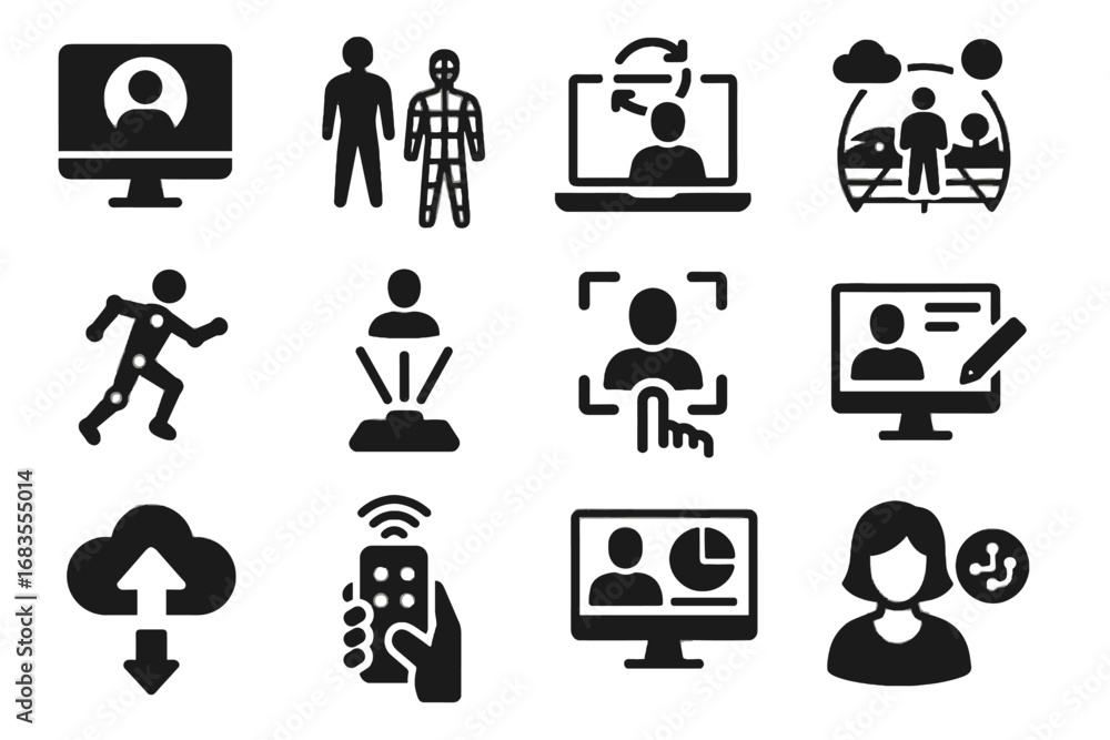 Aufkleber projection icon virtual vector icons scanner dashboard ai motion control model digital