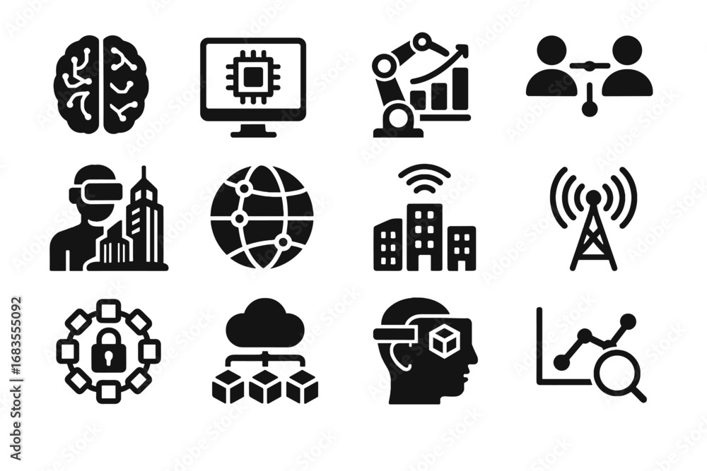 Poster edge icon icons security predictive reality digital expansion tech future vector vr