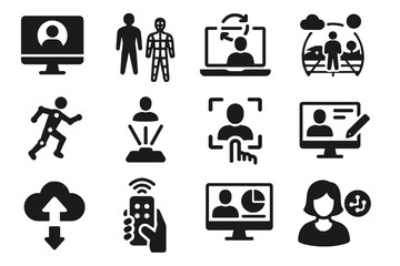 Projection icon virtual vector icons scanner dashboard ai motion control model digital
