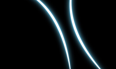 Two glowing blue lines curve gracefully against a black background