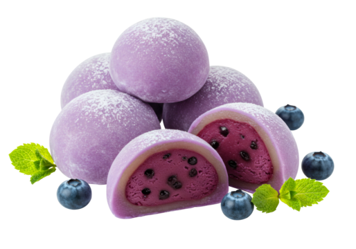 Mochi Ice Cream Blueberry Purple Japanese Dessert Sweet Frozen Chewy