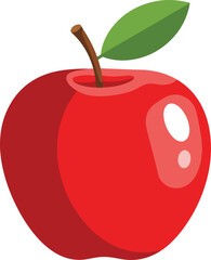A vibrant illustration of a red apple rendered in a pixel art style.