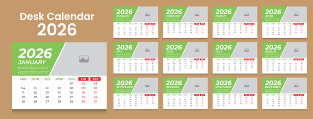 Stylish Monthly Desk Calendar Template 2026