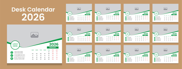 Stylish Monthly Desk Calendar Template 2026