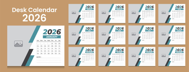 Stylish Monthly Desk Calendar Template 2026