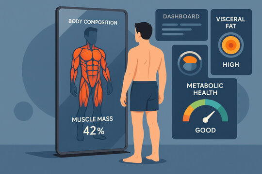 Body Composition Analysis Illustration: Muscle Mass, Visceral Fat, Metabolic Health [Illustration]