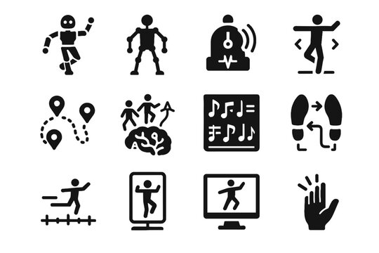 Smart steps ai vector capture choreo generation control icon motion dance icons