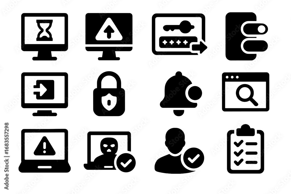 Aufkleber scan clear icons vector hygiene warning icon notification permissions alert identity suspicious