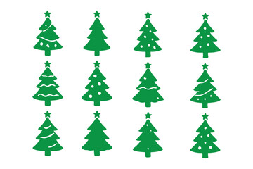 set of Christmas trees