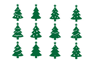 set of Christmas trees
