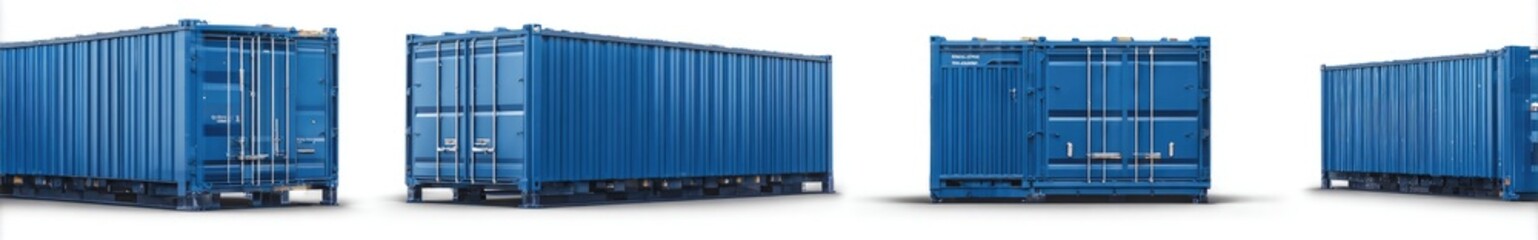 Multiple blue shipping containers