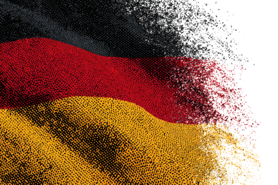 German flag dissolving into digital dust