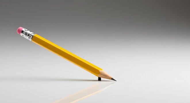 A pencil sharpened to a needle point stands in fragile balance, a metaphor for pointless precision, perfectionism, and futility