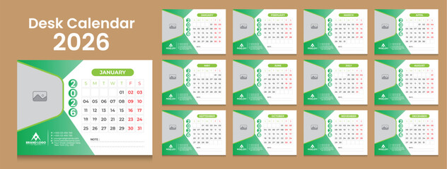 Stylish Monthly Desk Calendar Template 2026