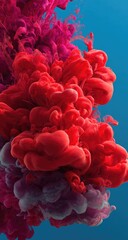 Abstract, vibrant ink clouds in red and purple