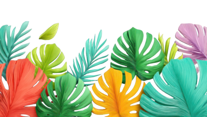 Vibrant tropical leaves in bold colors