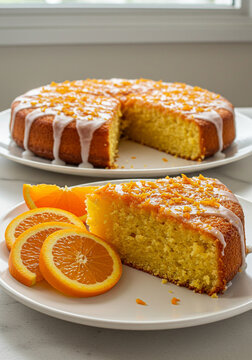Bolo de laranja caseiro com cobertura brilhante