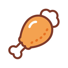 Cartoon fried chicken leg isolated on black background