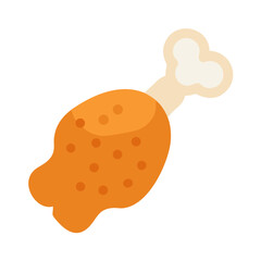 Flat design fried chicken drumstick illustration on black background