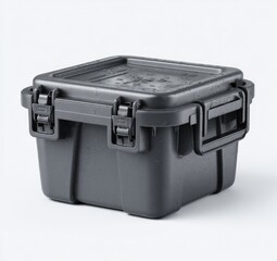 Fototapeta premium Gray plastic storage container with a snap-on lid