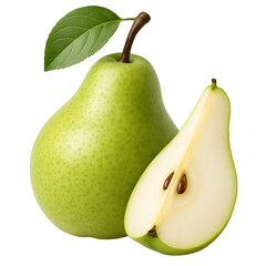 Fresh green pear isolated on transparent background