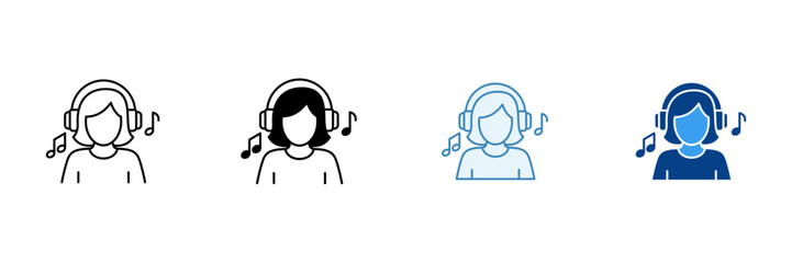 Listing To Music  Icon Set Multiple Style Collection