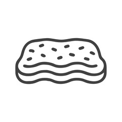 Minimalistic sponge outline icon on a black background