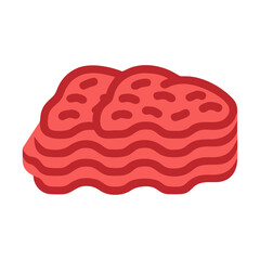 Stylized stack of red lasagna noodles on black background