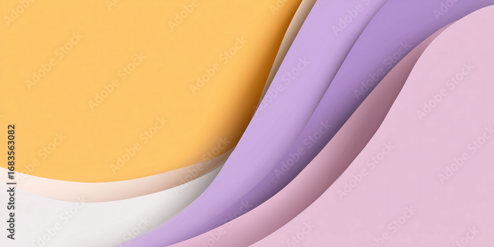 Poster abstract layers of paper in pastel colors, creating a modern and minimalist design. the composition 