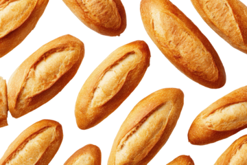 Freshly baked baguettes arranged in a pattern (1)