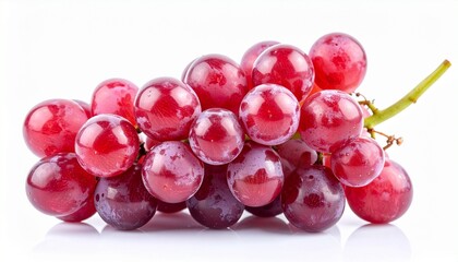 Fresh red grapes bunch with shiny skin juicy sweet fruit organic healthy food isolated on white background
