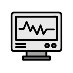 Stylized medical heart rate monitor on black background display
