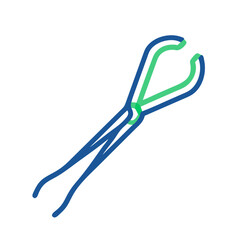 Stylized illustration of forceps or tongs on black background