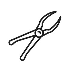 Minimalist pliers outline on black background, tool icon