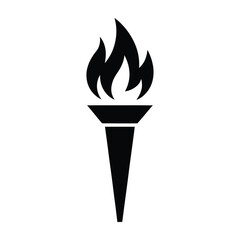  Iconic black silhouette of a flaming torch symbolizing victory and enlightenment