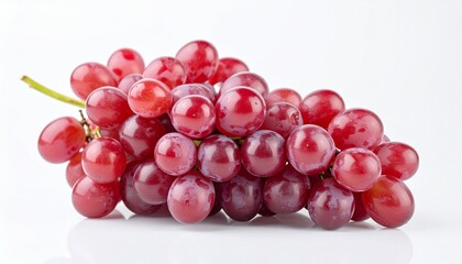 Fresh red grapes bunch with shiny skin juicy sweet fruit organic healthy food isolated on white background
