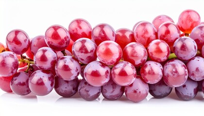 Fresh red grapes bunch with shiny skin juicy sweet fruit organic healthy food isolated on white background
