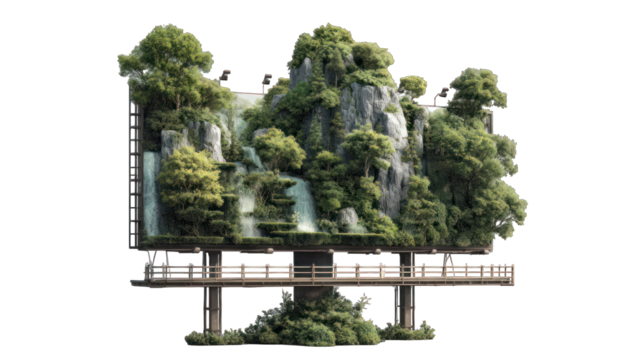 Lush billboard with a nature scene