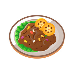 Vector illustration of Asian salad with lotus root garnish