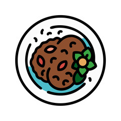 Stylized icon of healthy dish on white plate