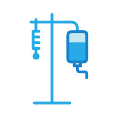 Illustration of IV drip stand with fluid bag icon