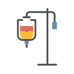 Stylized medical IV drip bag on stand icon graphic