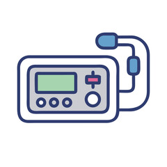 Colorful portable medical device flat icon on black background