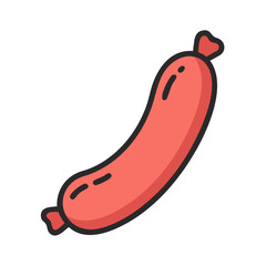 Stylized sausage illustration on black background, simple, clean design