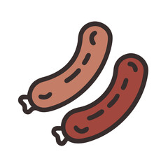 Two stylized sausages in a simple graphic illustration