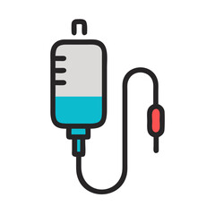 Medical IV Drip Bag Vector on Black Background