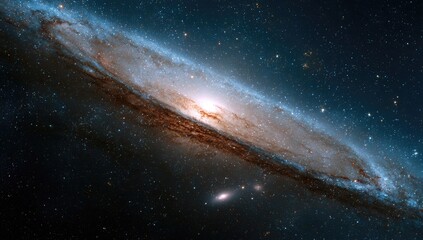 Fototapeta premium Spiral galaxy in deep space. Vast expanse of stars and nebulae. Stunning cosmic view